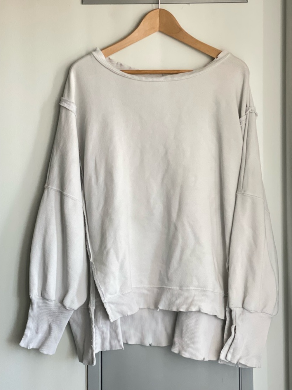 WE THE FREE Relaxed Crewneck Sweatshirt with Distressed Hem Lines